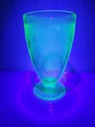 Uranium Depression Glass Hazel-Atlas Florentine pat. 5" footed tumbler