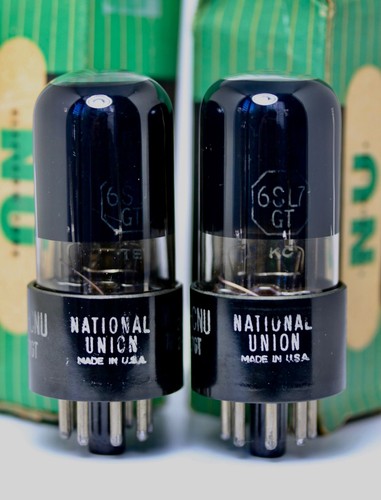 6SL7-GT VT-229 NATIONAL UNION USA BLACK GLASS MATCHED PAIR TUBES NOS 1950s - Picture 3 of 10