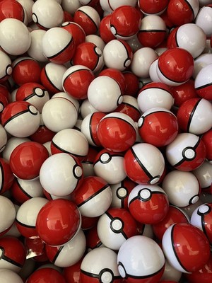 20 Red Mini 2  Pokeballs Toy Inside Easter Egg Hunt Kids Bday Party Piñata Favor