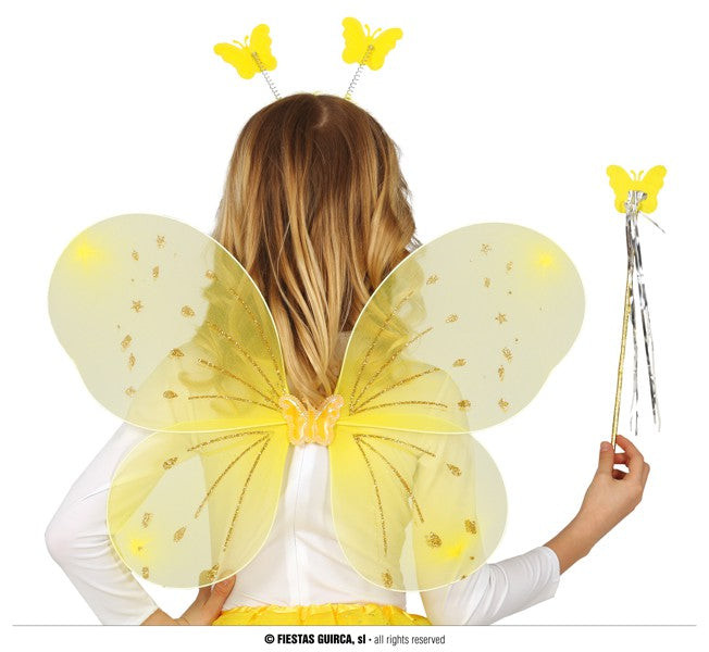 ALI FARFALLA GIALLE CON DIADEMA E BACCHE