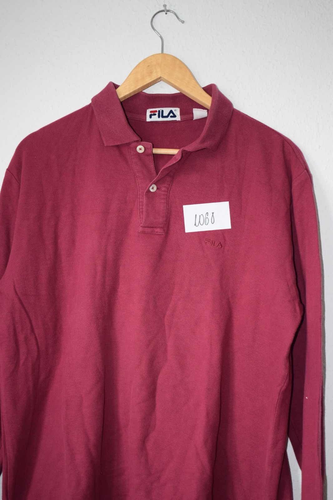 Vintage Fila Long Sleeve Polo Shirt - Burgundy / Maroon image 10