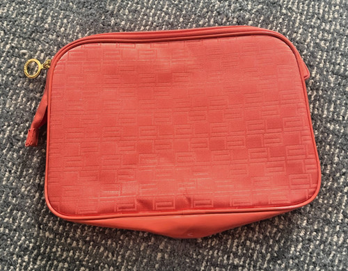 NICE! Estee Lauder Orange Make Up Bag Cosmetic Case Travel Zip Bag