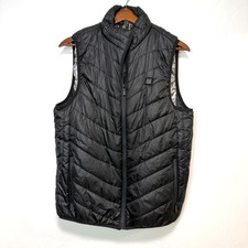 Heated Puffer Vest USB Rechargeable Black Quilted Zip Up Unisex Adults Size XL
