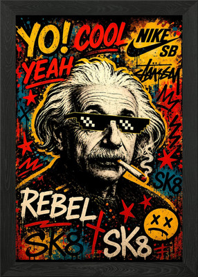 Albert Einstein mit Pixel Sonnenbrille gerahmtes Wandbild Poster Leinwanddruck Bild