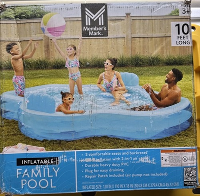 #ad Member#x27;s Mark 2 Seater Inflatable Family Pool 10 Feet Long Quick Inflate $24.99