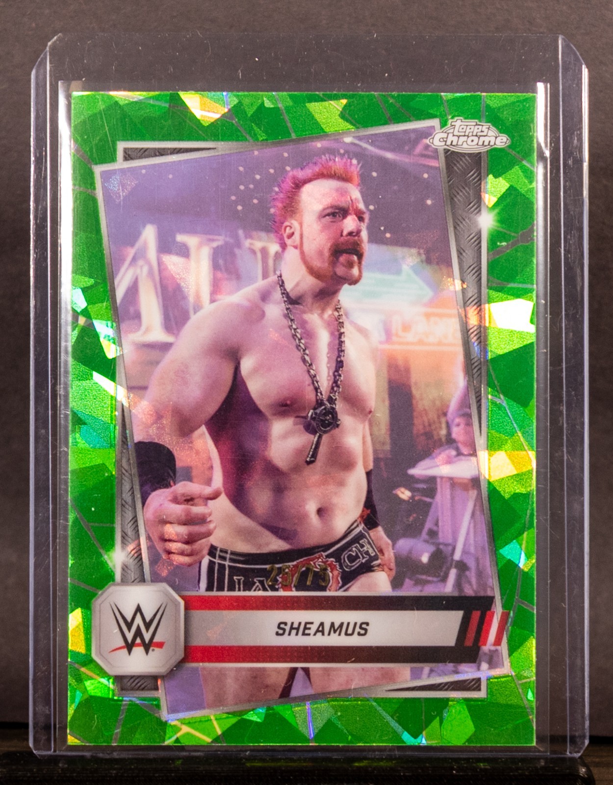 Sheamus 2025 Topps Chrome Sapphire WWE 132 Green Refractor /75