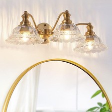 Lasaideal 24" 3-Light Gold Bathroom Vanity Light Clear Glass Shades E26 Fixture