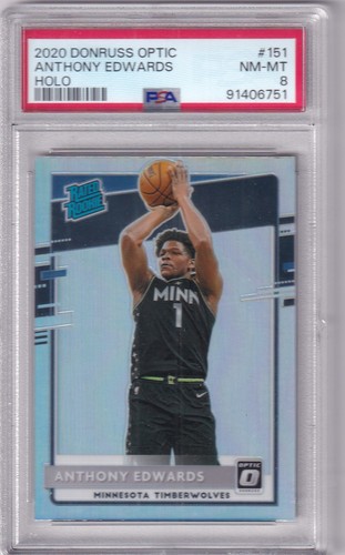 2020-21 Panini Donruss Optic Basketball Anthony Edwards Rated Rookie Holo PSA 8