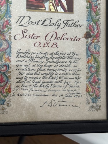 (RARE) Vintage Catholic Religious Picture And Frame From 1965 - Picture 3 of 7