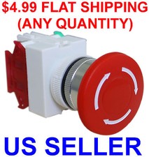 FLAT SHIPPING Emergency Stop Switch Push Button Mushroom PushButton Shut Off