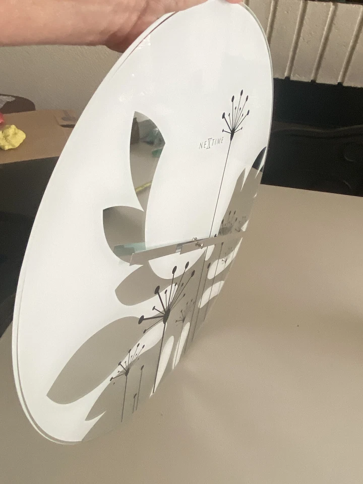 NeXtime’s Urban Modern Wall Clock, Blk & Wht Round Mirrored GlassAA Battery Run - Image 3 of 4