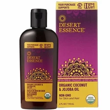 Desert Essence Organic Coconut and Jojoba Oil 4 Fl Ounces For Skin and Hair