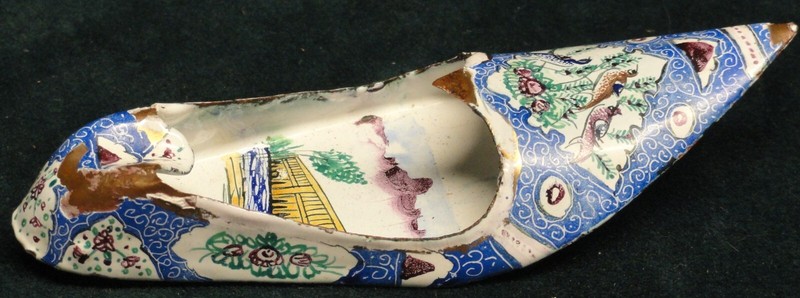 Vintage 1970s Minakari Enamel Shoe Ashtray Painted Handmade Folk Art Kuwait LOOK