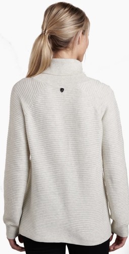 KUHL Solace Ribbed Sweater Size Large Cowl Neck NWT Natural Marino Wool Blend - Picture 2 of 10