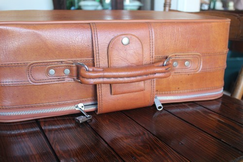 Sears Vintage Brown Travel Luggage Set 9005 with Lock and Keys - Picture 7 of 15