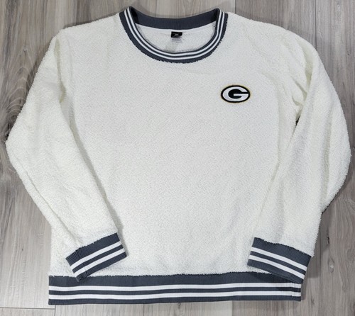 Green Bay Packers Pajama Top Women's Large Cream Gray Sleepwear Packers Logo