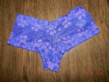 Vtg Fredericks of Hollywood Lace Mesh floral Panty LARGE L Royal Blue