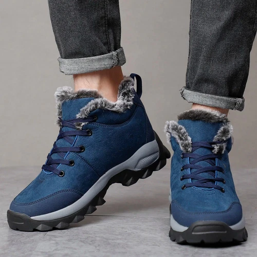 Herren Fell Gefüttert Winter Schnee Stiefel Outdoor Wasserdicht Arbeitsschuhe Wandern Walking - Bild 5 von 27