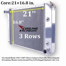 3-Row Aluminum Radiator for 1980-1987 Olds Cutlass Supreme Salon Cruiser V6 3.8L