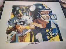 STEVE PARSONS SIGNED TERRY BRADSHAW LARGE CANVAS #3/10. BRADSHAW COA STICKER