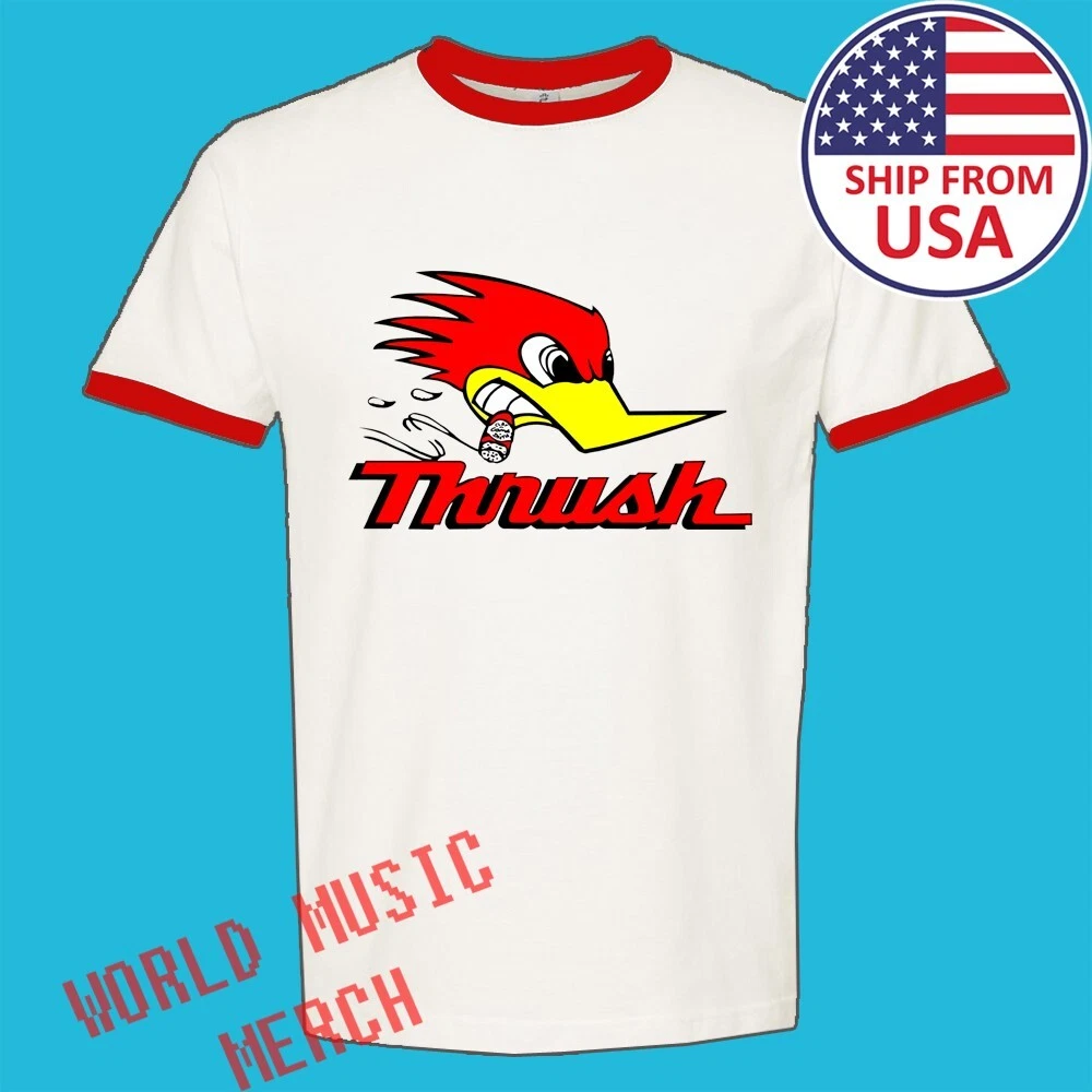 Thrush Racing Car Motorcycle Tuning Men's Ringer Red Size S to 3XL