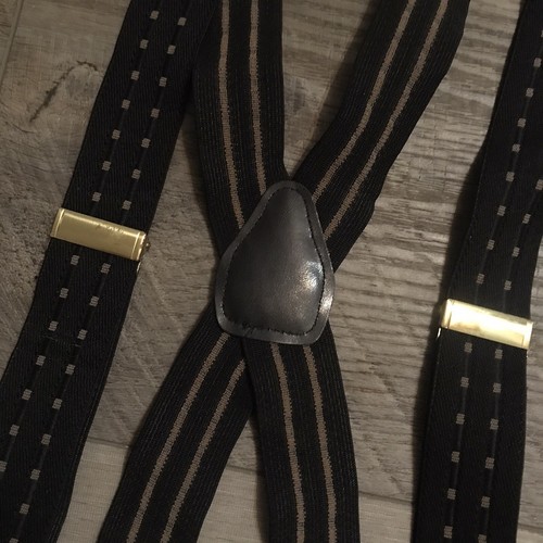 Pelican USA Elastic Stretch Suspenders Black Beige Clip On - Picture 5 of 9