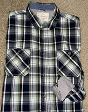 Mens Weatherproof Vintage Long Sleeve Plaid Button Front Shirt Size Large - EUC