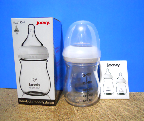 Joovy Boob Diamond 5oz/150ml Glass Baby Bottle 0M+ Single Hole Nipple! - Picture 5 of 8