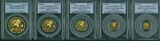 1989-P 5-COINS GOLD PANDA SET 100Y 50Y 25Y 10Y 5Y Yuan PCGS Proof PF69 PR69 RARE
