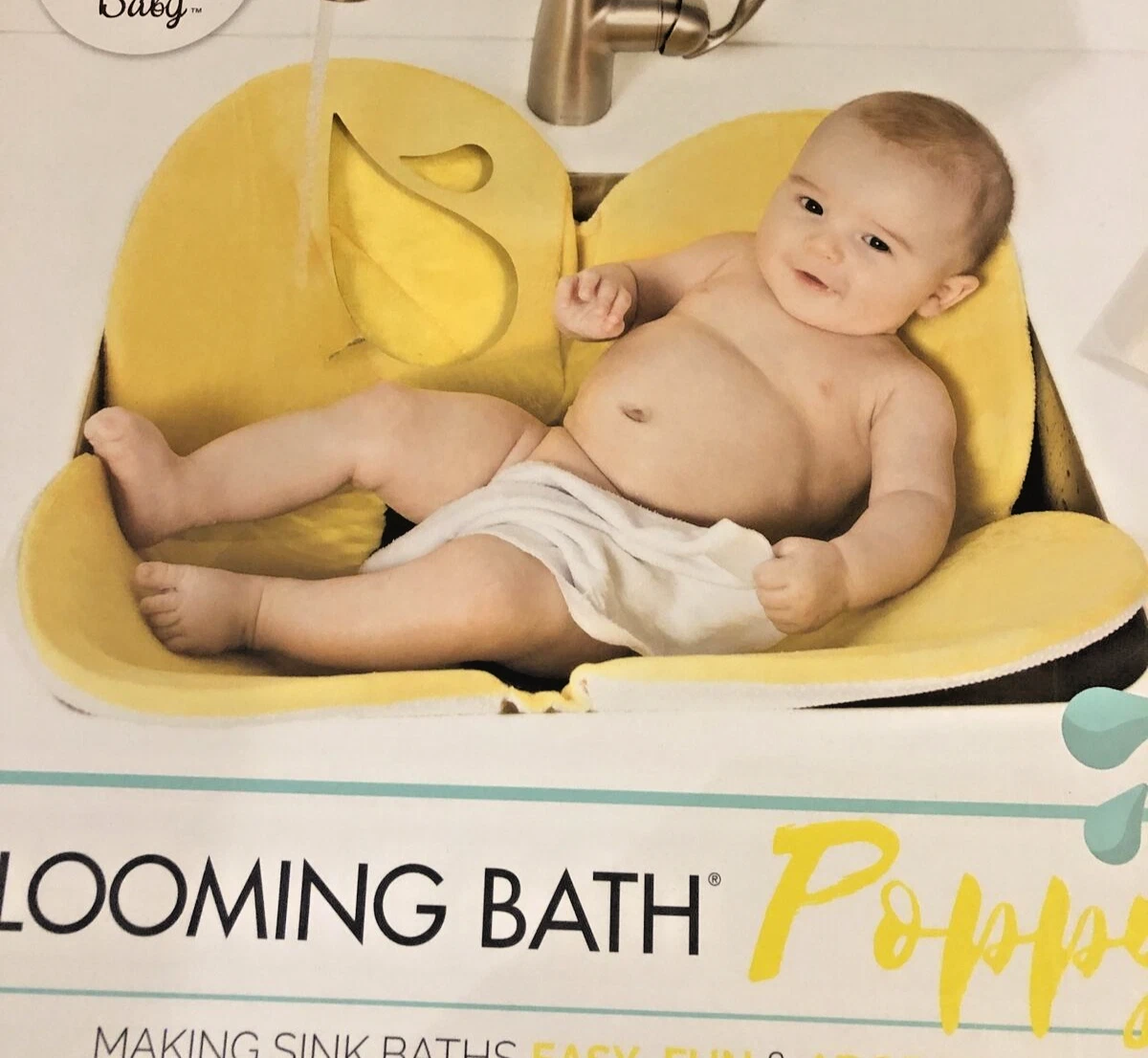 NEW Baby Bath Tub Matt Yellow FLOWER petals Poppy Yellow