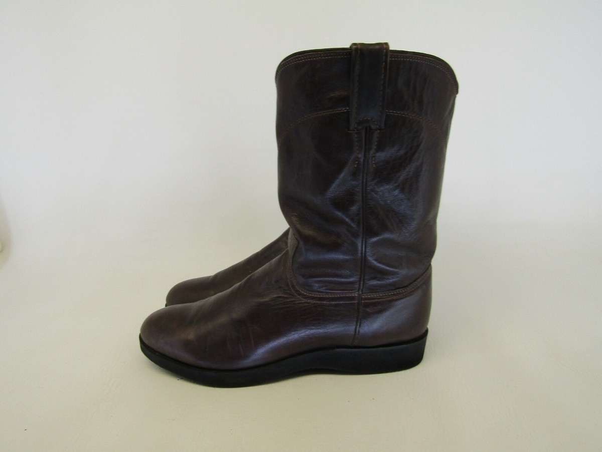 Justin Mens Size 9 B Narrow Width Brown Leather Roper Cowboy Western Boots Justin Men main image 2