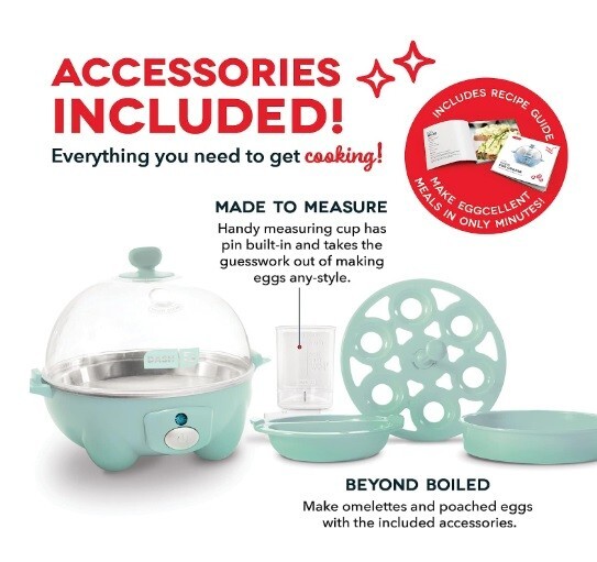 Dash Rapid Egg Cooker – 6 Egg Capacity for Perfect Hard Boiled Eggs in Aqua