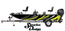Retro Yellow Grey Curved Lines Black Vinyl Graphic Decal Kit Fish Boat Wrap USA