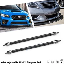 Adjustable 10"-13" Carbon Fiber Racing Front Bumper Lip Splitter Rod Strut Bars