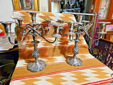 🔥FANCY PAIR OLD SHEFFIELD SILVER Co. 5 CANDLE CANDELABRA CANDLEHOLDERS 16” TALL