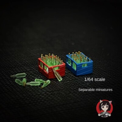 1/64 Detachable Beer Basket Beer Bottle Model Figure Painted for Mini Scene