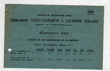 LACANCHE (21) FONDERIE TOLERIE EMAILLERIE "COSTE & CAUMARTIN" Tract en 1928