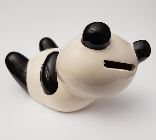 Adorable PANDA BEAR Ceramic Coin PIGGY-BANK White/Black NEW - Picture 4 of 5