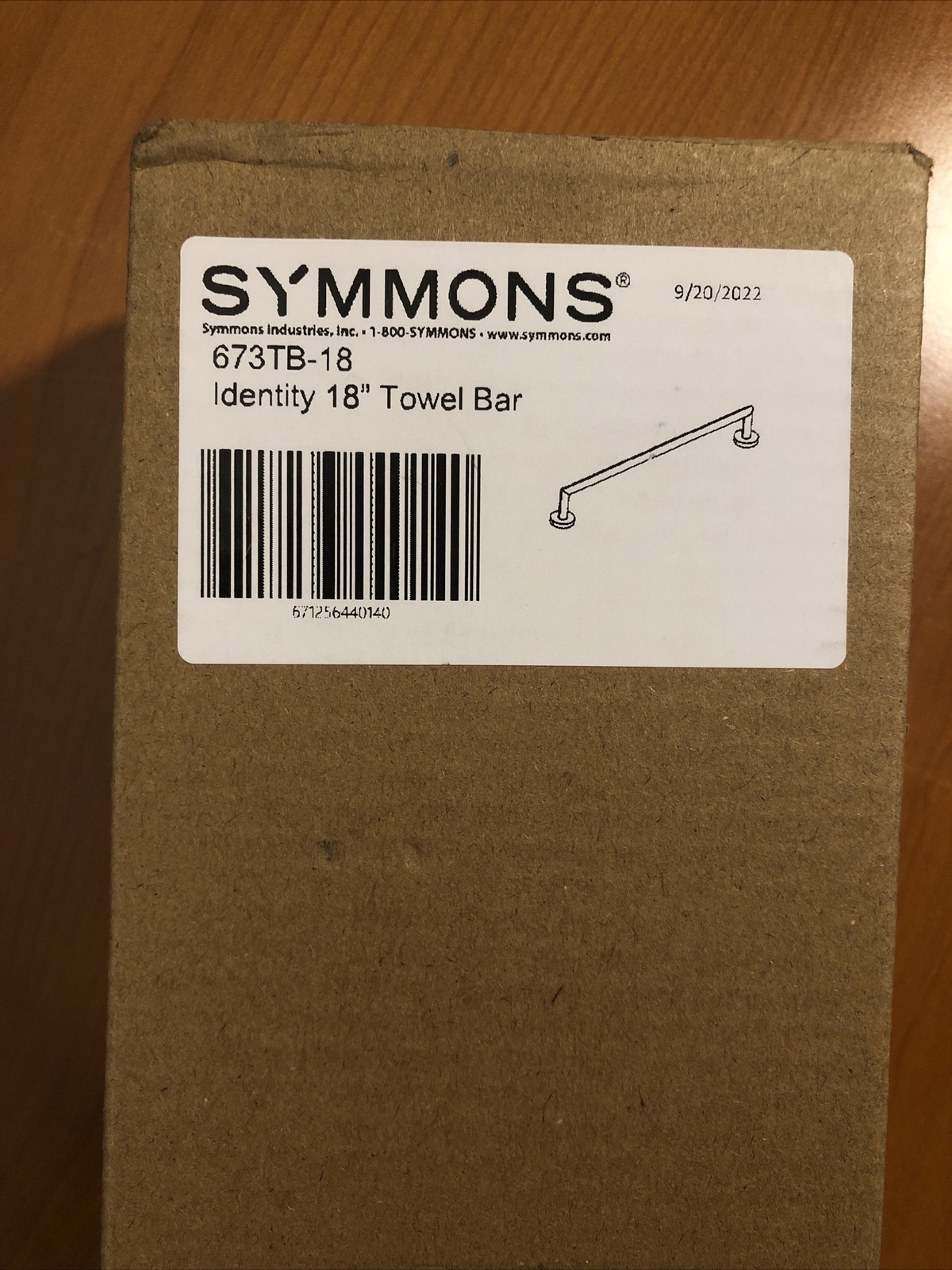 Towel Bar, Wall-Mounted, Polished Chrome, Symmons 673TB-18 Identity 18"