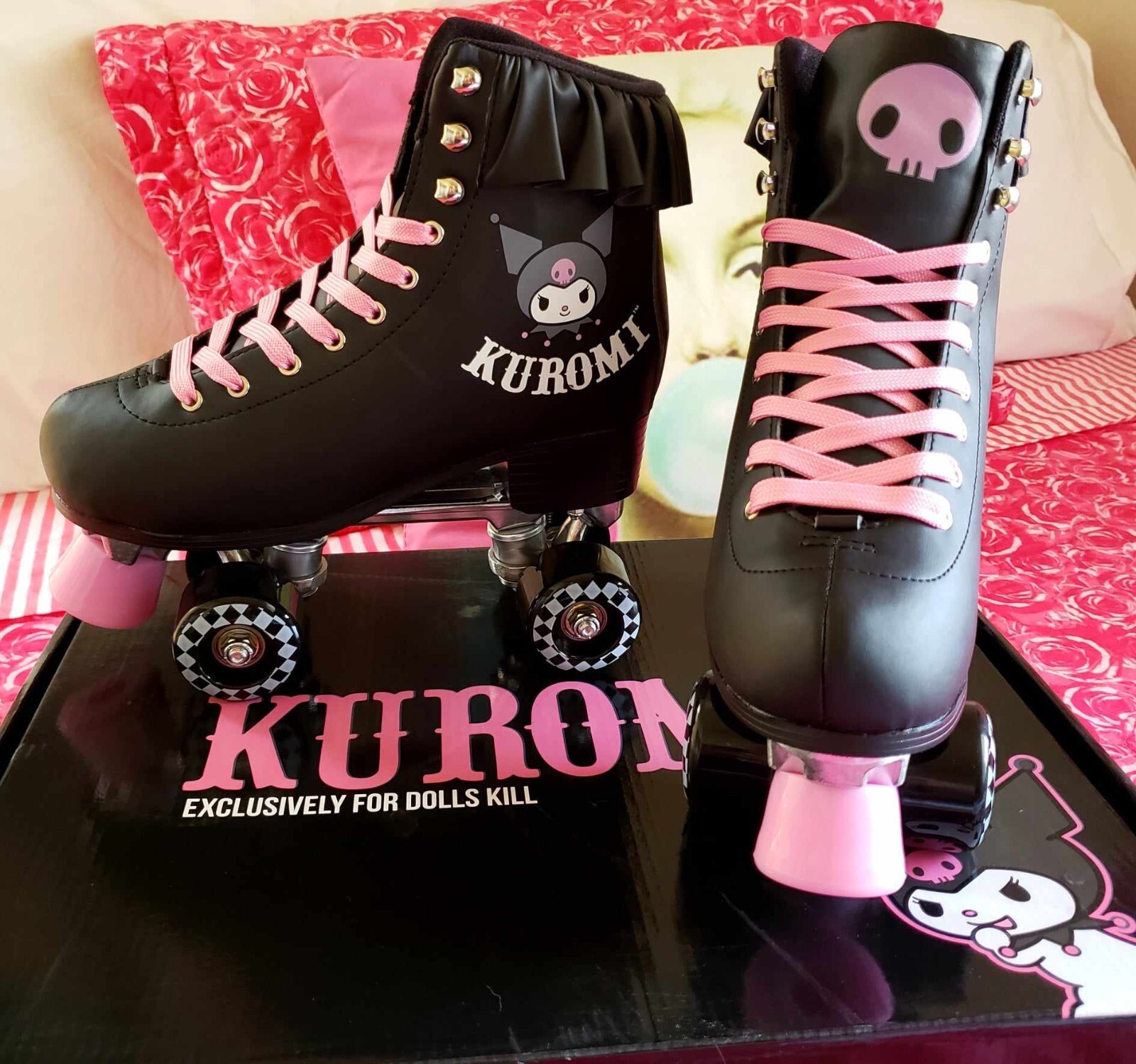 Dolls Kill X Care Bears Hello Kitty Sanrio Black Kuromi Roller Skates