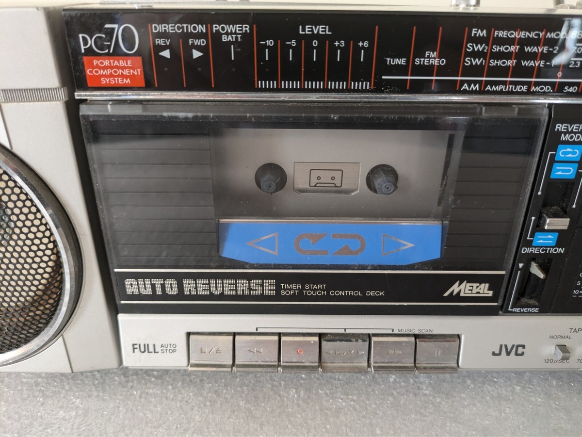 Vintage JVC PC-70 Stereo AM/FM/SW1/SW2 Radio Cassette Boombox as