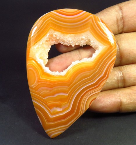 Window Onyx Agate Orange Cabs Natural Geode Druzy Onyx Agate Gems 75x51m OD-1181 - Picture 3 of 7
