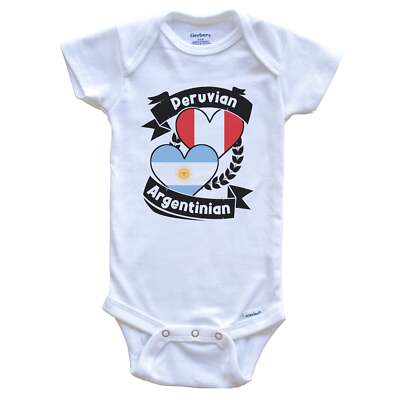 Peruvian Argentinian Heart Flags Peru Argentina Baby Bodysuit