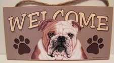Welcome Bulldog Dog Breed Wood Sign/Wall Plaque