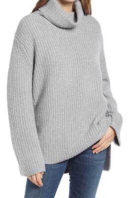 Nordstrom Sweater Grey Cozy Turtleneck Women Sz XS NEW NWT N5