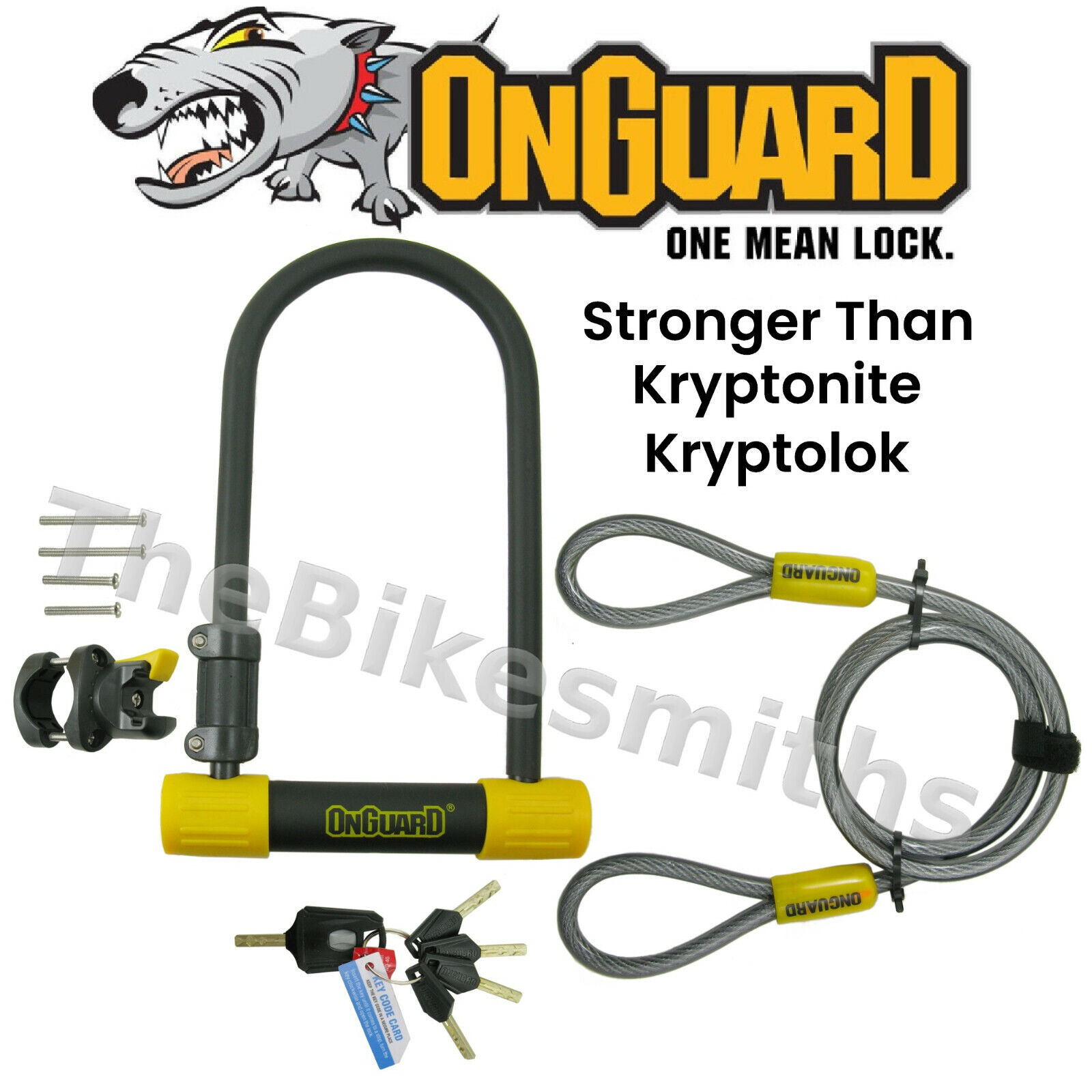 OnGuard Bulldog DT 4.5/"x9 Bike ULock /& 4/' Cable fit Kryptonite Kryptolok Series2