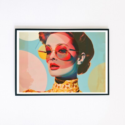 Abstrakte Retro Portrait Collage Illustration 7x5 Wohndeko Wanddeko Druck