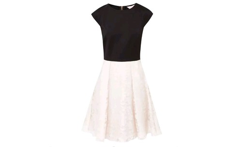 Ted Baker Beloni Skater Dress Pink Black Floral Women’s Sz 3 UK 12 Wedding Guest - Picture 2 of 16