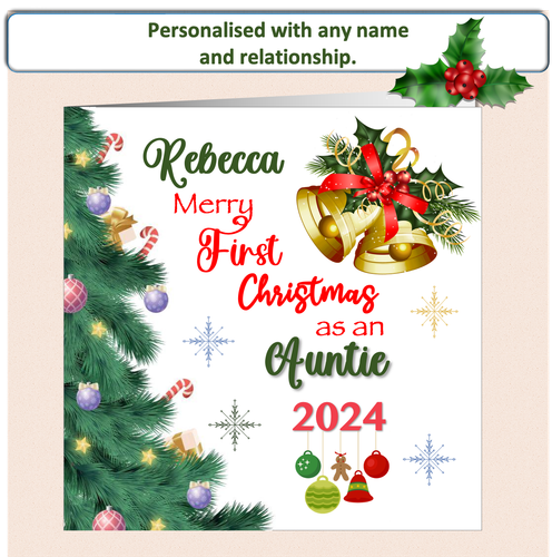 Personalisierte erste 1. Weihnachtskarte als Mama, Kindermädchen, Tante mit jedem Namen 1. MUM - Bild 3 von 7