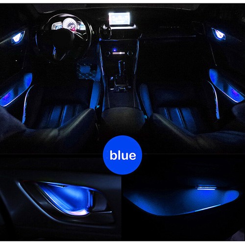 Blue Car Door Bowl Handle LED Ambient Atmosphere Light Interior